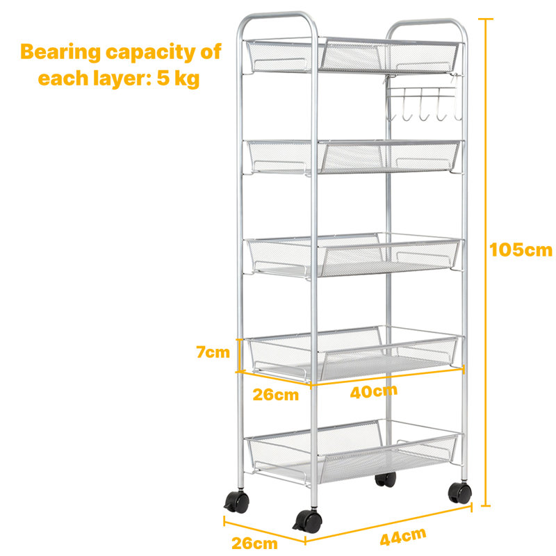 Calais 105cm H x 44cm W Utility Cart with Wheels, White