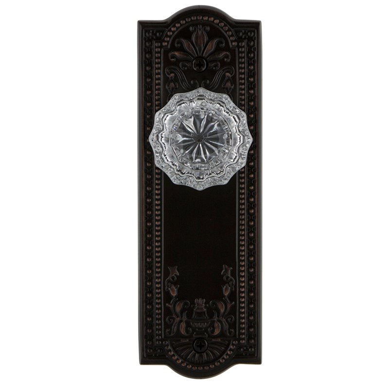 Meadows Plate with Crystal Door Knob, Timeless Bronze, 2.375"