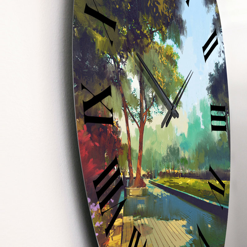 Alley in Colorful Spring Park - Horloge murale moderne, Moyen