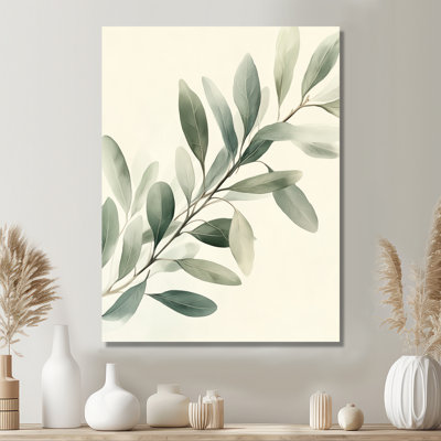 Doux eucalyptus, branche d'olivier I - art mural encadré botanique vert