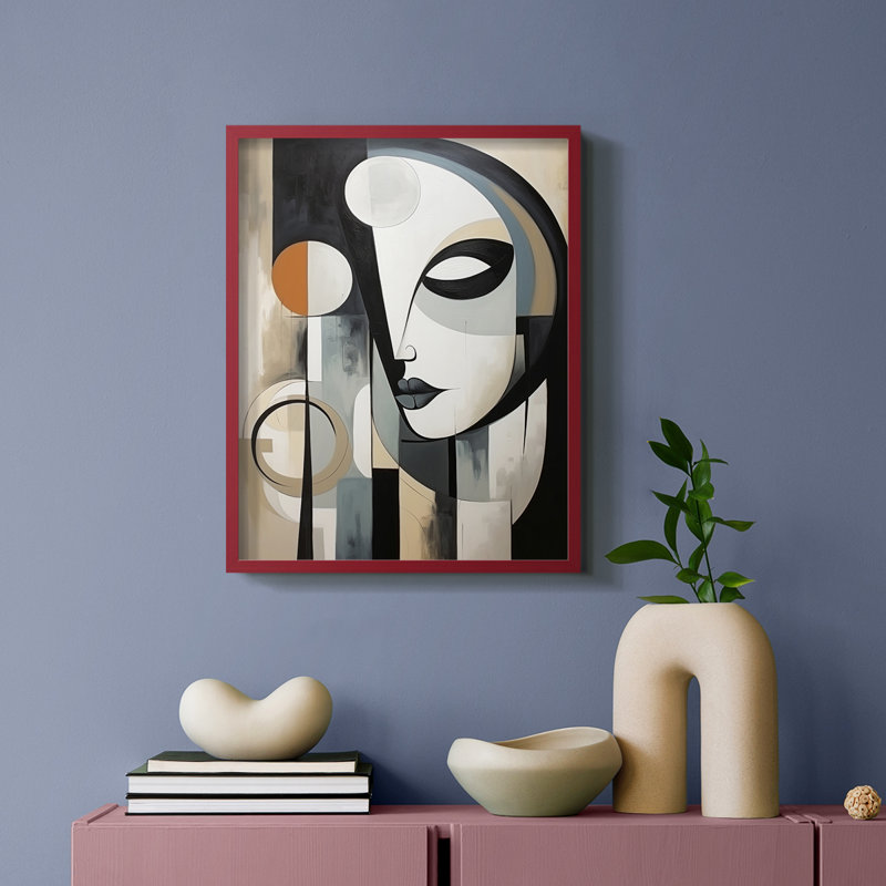 WOMEN Series LII - reproduction encadrée de qualité supérieure - prête à être accrochée - aucun clou requis, Rouge