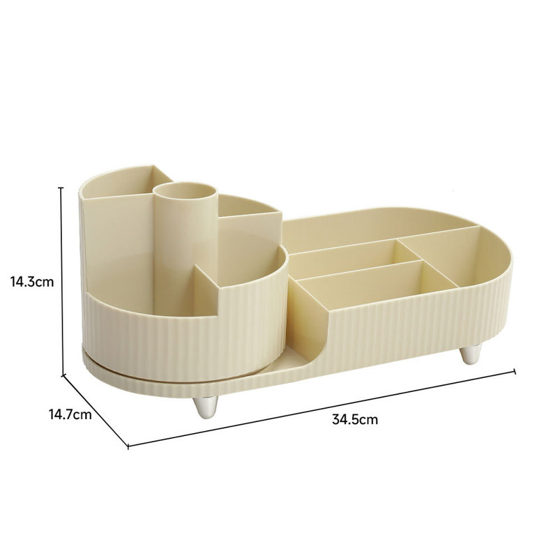 Nakayah Plastic 9 Compartment Makeup Organizer, Cream