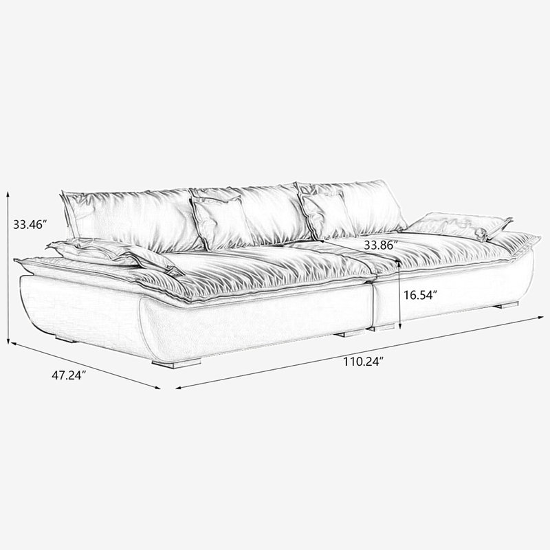 Solid Colour 100% Polyester Modular Sofa cushion couch, 33.46" H x 110.24" W x 47.24" D
