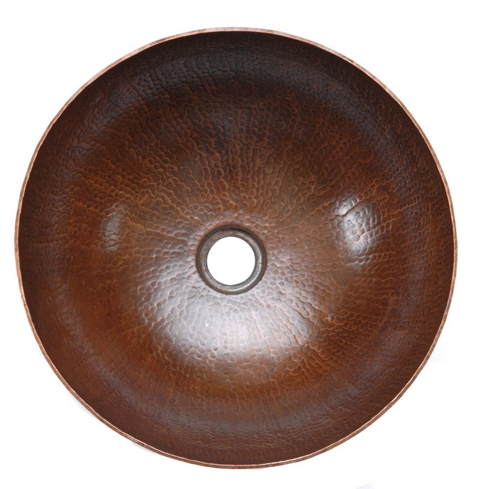 13" Small Round Vessel Hammered Copper Sink