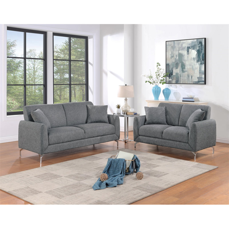 Élégante causeuse en tissu 2 pièces, Gris foncé