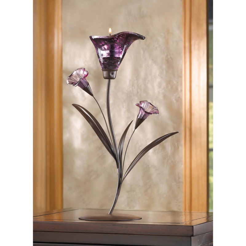 Photophore Twilight Bloom | Décoration de bougie en verre bleu
