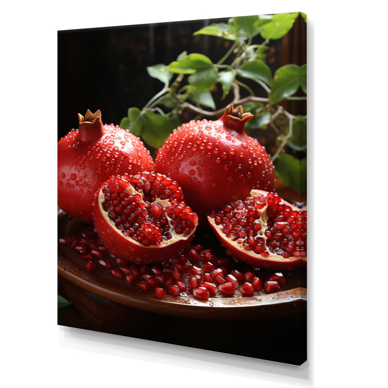 «Fruit Pomegranate Red Pointillism I» sur toile, H 20 po x l 12 po x P 1 po