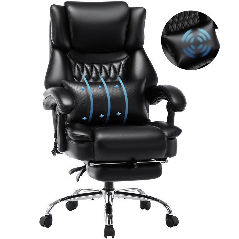 High Back Ergonomic Office Chair With Adjustable Armrest And  Adjustable Lumbar Support, Black