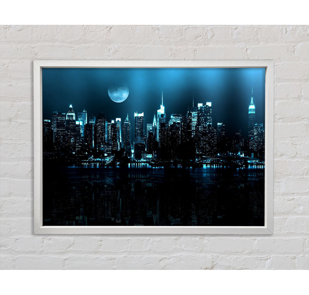 New York City Blue Moon Nights - Einzelne Bilderrahmen Kunstdrucke auf Leinwand