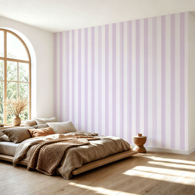 Peel and Stick Wallpaper Pastel Lavender Vertical Stripe Minimalist Seamless Geometric Design Contact Paper Removable Self Adhesive Wall Mural Wall Decor for Bedroom Kitchen Cabinets 69"H x 96"W