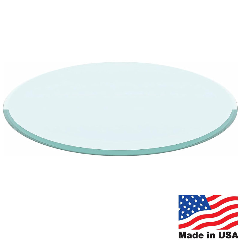 Round Glass table top - 1/4" Thick - Beveled Edge, 16" H x 16" W x 3" D