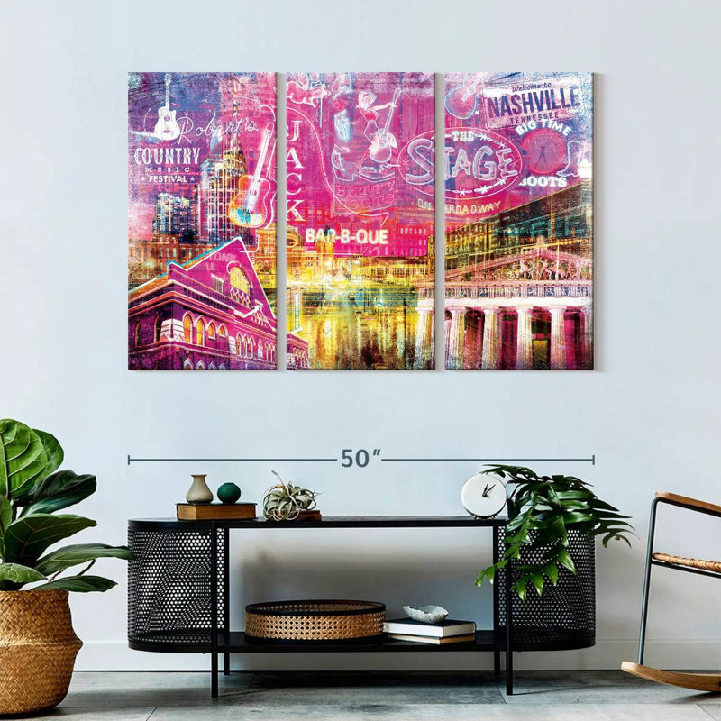 Ensemble de 3 pièces grunge Nashville, H 32 po x l 50 po x P 1,25 po