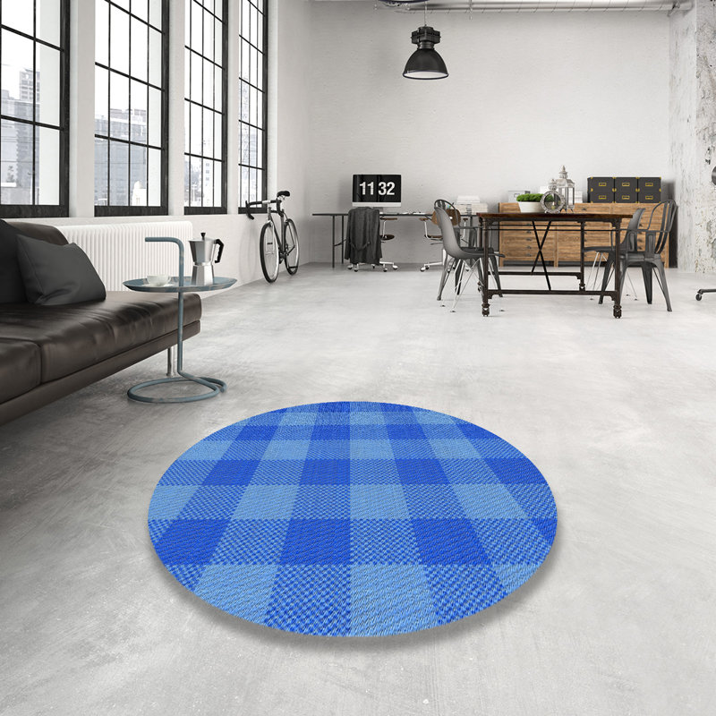 Tapis de zone bleue à motifs, Rond 3 pi