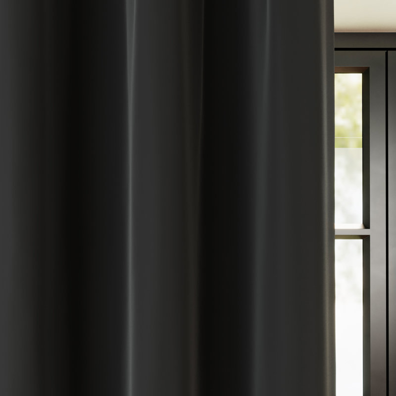Stefany Room Darkening Curtain, 117 W x 137 D cm, Black