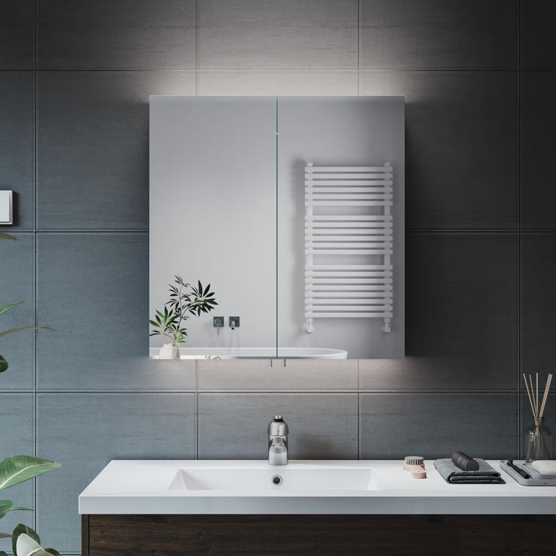 Atalay Mirrored Bathroom Cabinets with Mirror and 2 Adjustable Shelves