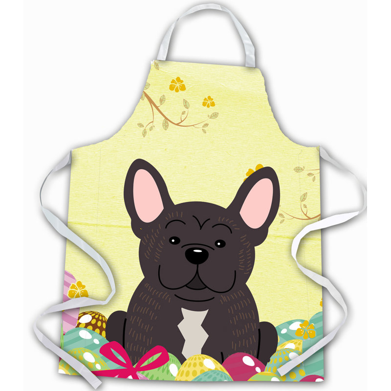 Easter No Pattern Bib Apron, Yellow/Brown/Black, French Bulldog Brindle