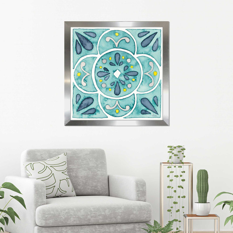 « jardin escapade tile vii », reproduction de peinture à l’aquarelle sur toile encadrée, H 21,5 po x l 21,5 po x P 0,75 po