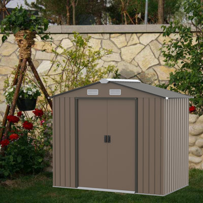 Bouzoun 7 ft. W x 4 ft. D Galvanised Steel Apex Garden Shed