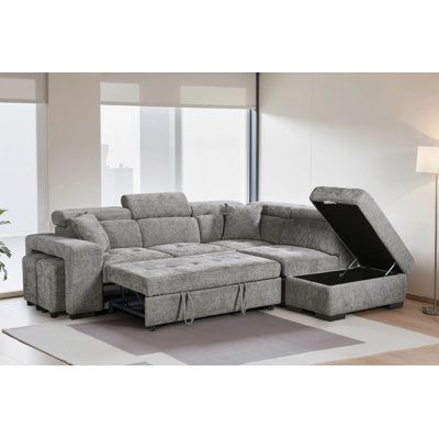 Corner Sofabed with Storage and Ottomans