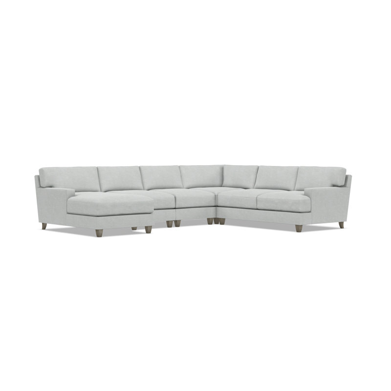 Bernhardt Mila 5-Piece Fabric Sectional, Left Hand Facing, Gray Polyester Blend, 33.5" H x 137" W x 107" D