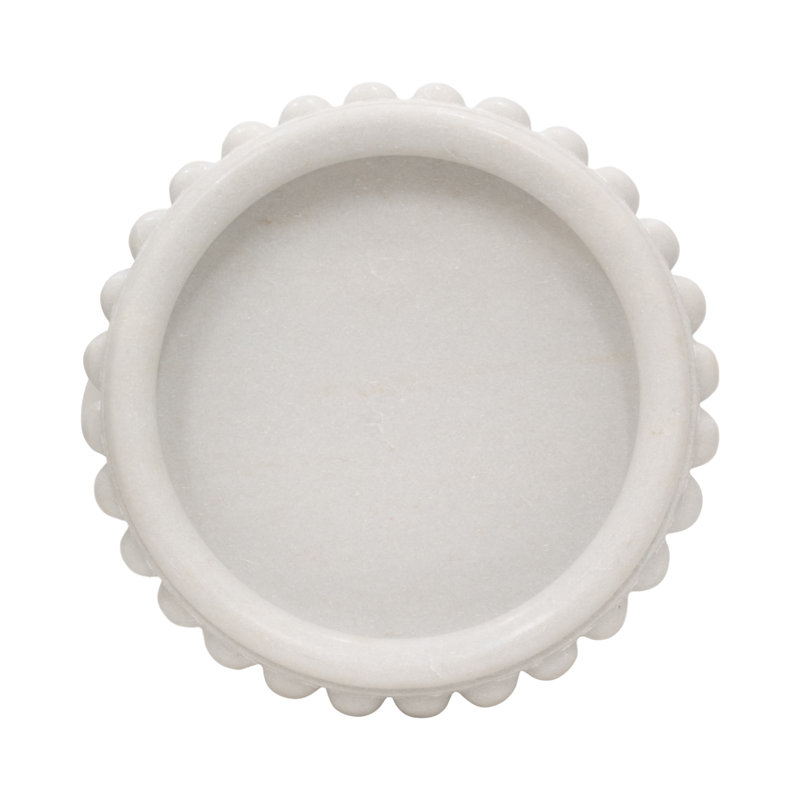 Sagebrook's Julienne Elegant 18" Windsor Carved Marble Tray, White Timeless Centerpiece for Any Setting