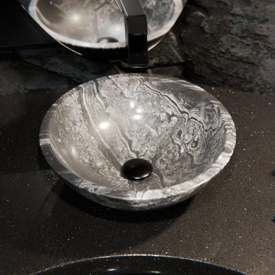 Lavabo de salle de bain vasque circulaire fait à la main en pierre