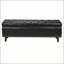 Banc de rangement avec repose-pieds capitonné avec pieds en bois, compartiment caché spacieux et assise confortable en similicuir noir