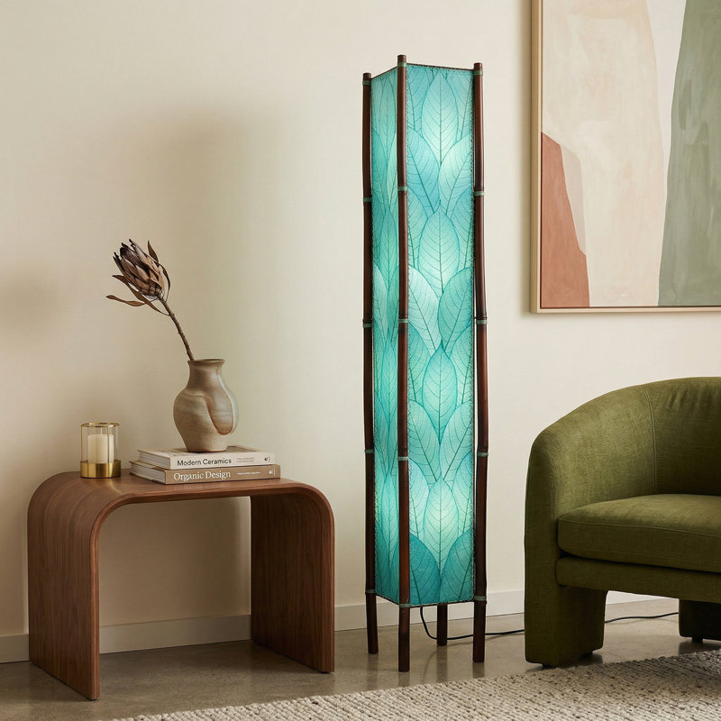 Lampe sur pied colonne 72 "Quintan, Bleu mer