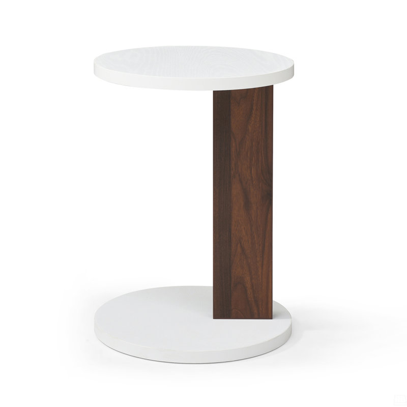 C-Shaped End Table, Small Side Table, Sofa Table With Wood Frame