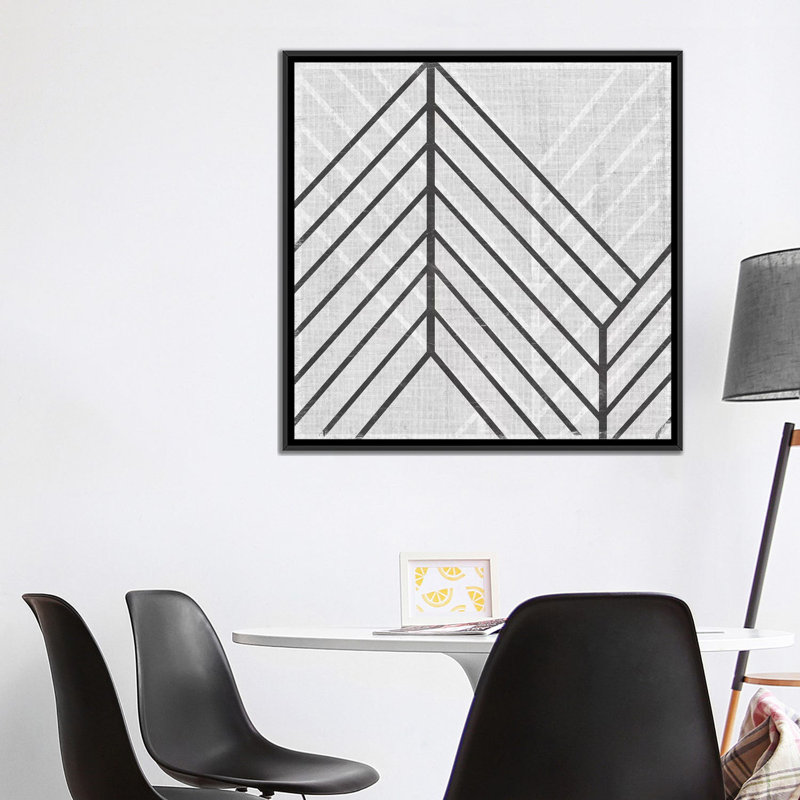 « diametric v », impression sur toile, H 18 po x l 18 po x P 1,5 po, Toile avec cadre noir, Pas de tapis