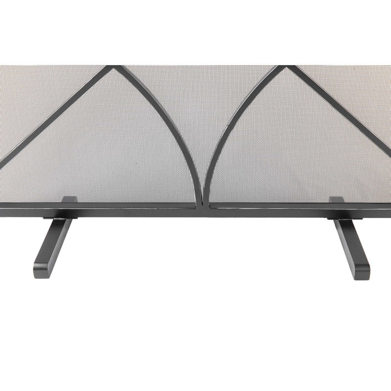 Boxwoods Bifold Iron Fireplace Screen, Flat Black