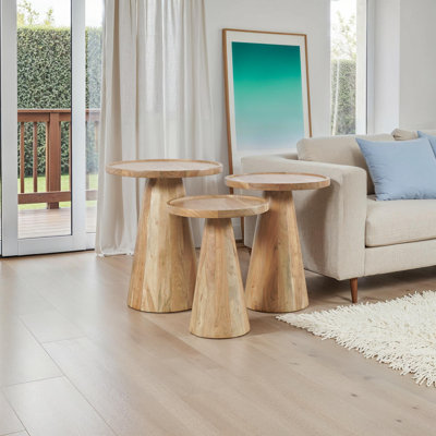 Ensemble de 3 tables gigognes en bois de manguier massif Jean 