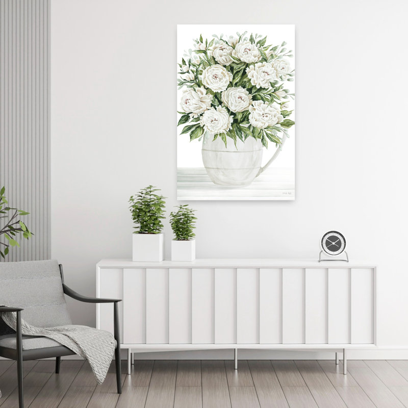Pivoines sur fond blanc I, H 36 po x l 24 po