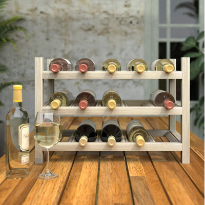 Aiyesha 15 Bottle Solid Wood Tabletop Wine Bottle Rack Dusk Gray