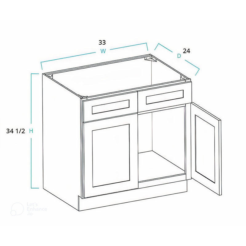 Armoire de base évier de cuisine prêt-à-assembler gris clair 33 po