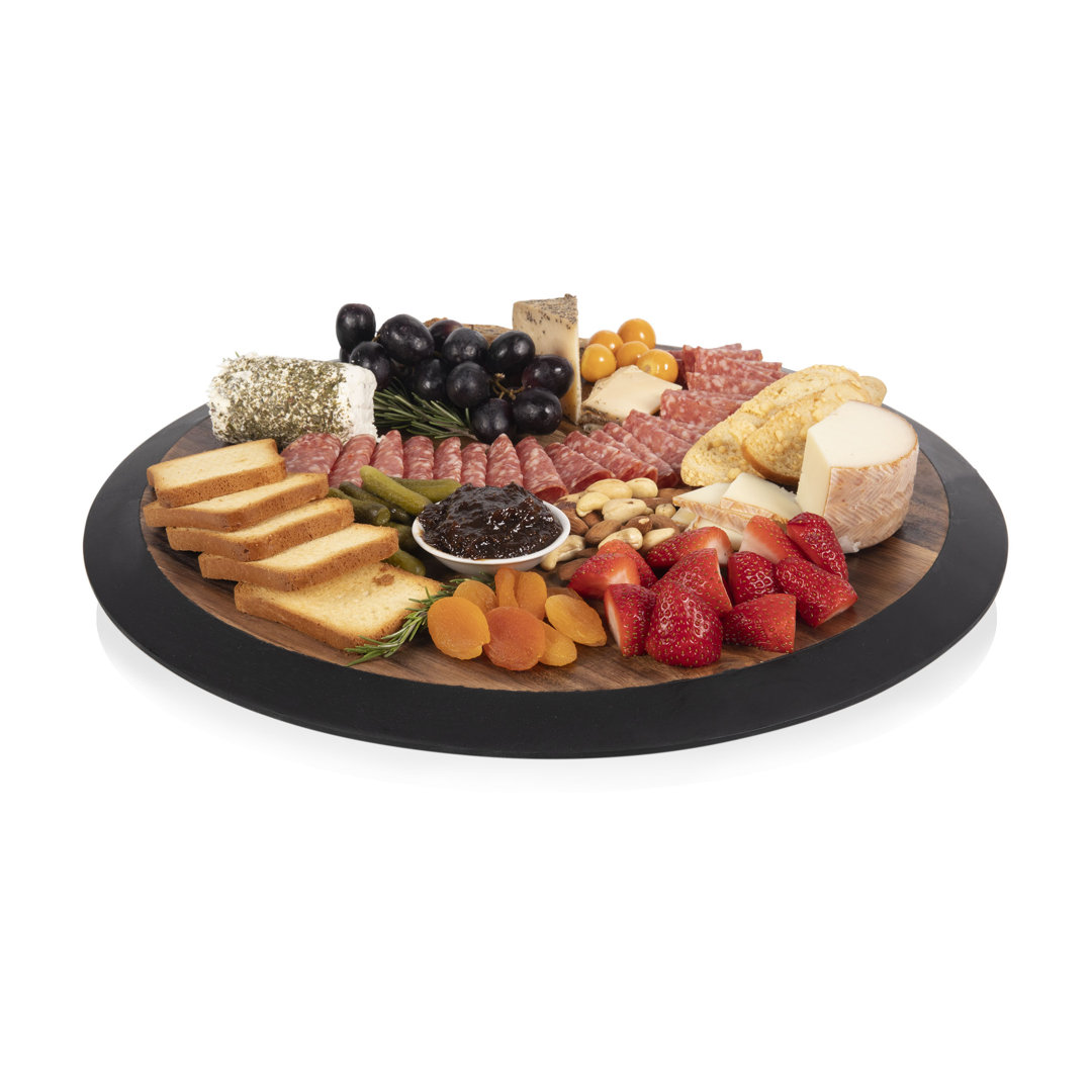 Lazy Susan Serving Tray - Wooden Turntable Round Charcuterie Board - Cheese Serving Platter Mcgrady Millwood Pines