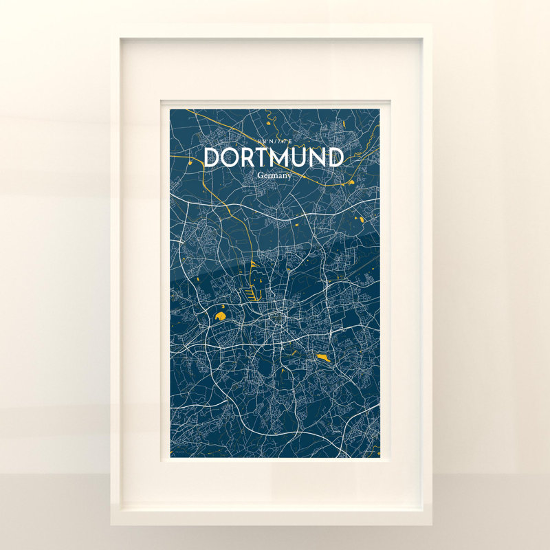 Dortmund City Map in Amuse 1 Piece Wall Art, 17cm H x 11cm W x 0.05cm D