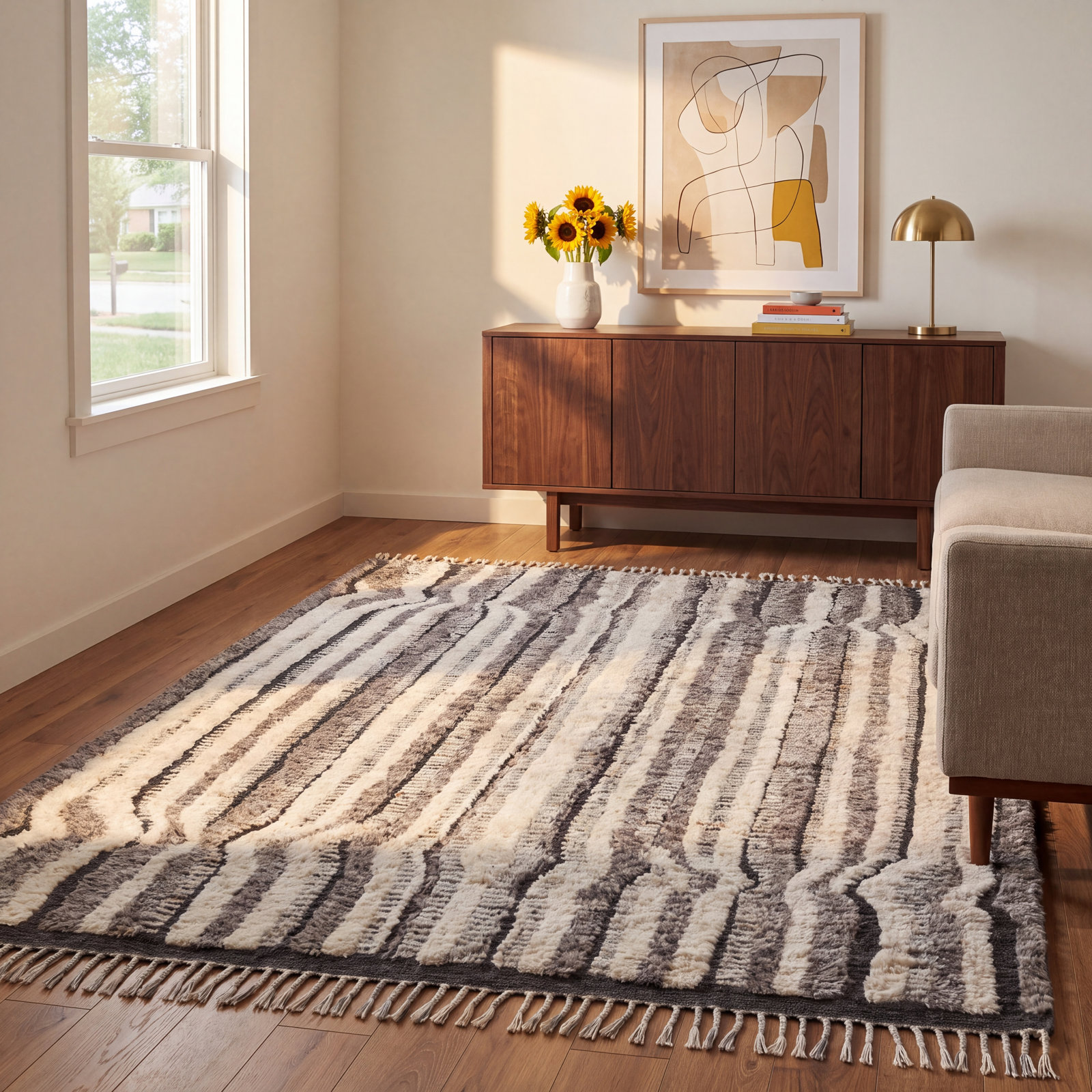 Benjamin Stone Charcoal Hand-Knotted Rug, Rectangle 5'6" x 8'6"