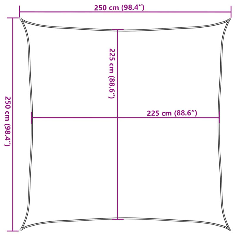 Pesotum 2.5m x 2.5m Square Shade Sail, Blue