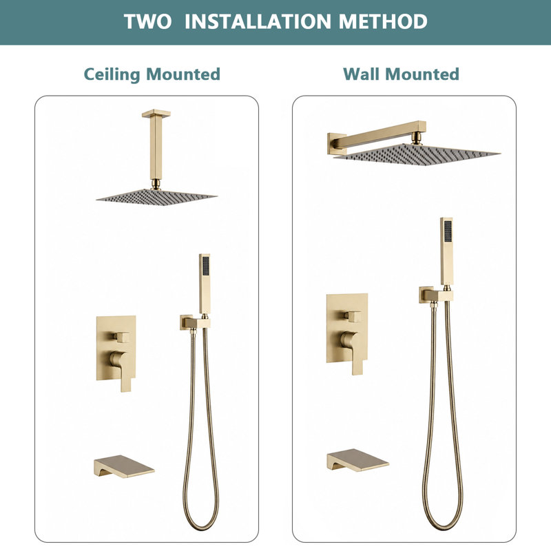 Robinet de douche carrée 12 po