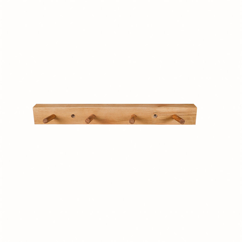 Wall Mounted Coat Rack, 2" H x 15.75 " W x 0.75" D, Natural Hickory