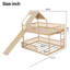 Lit superposé double au-dessus de grand lit double avec glissoire et échelle intégrée pour enfants, adolescents, maisonnette intérieure-2117467784