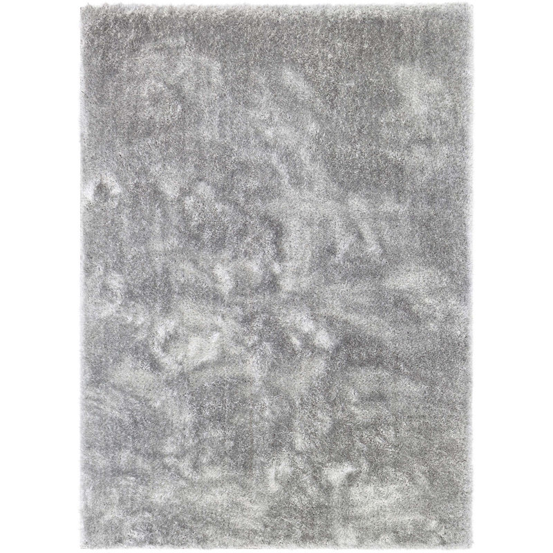 Mcclain Silver/Grey Shag Soft Area Rug, Rectangle 5'3" x 7'3"