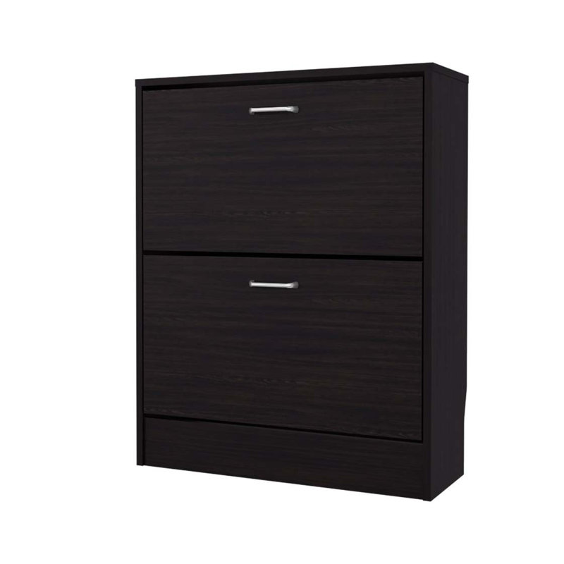 Shoe Cabinet with 2 Tilt-Out Doors, Black