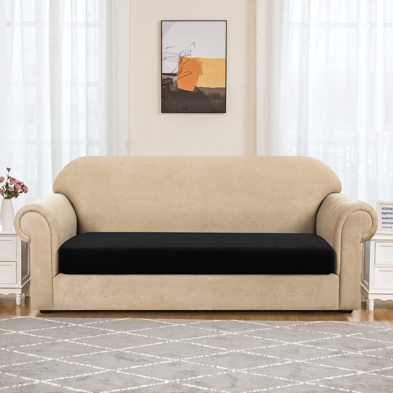 Housse extensible pour causeuse à coussins carrés / rectangulaires extensible, Noir