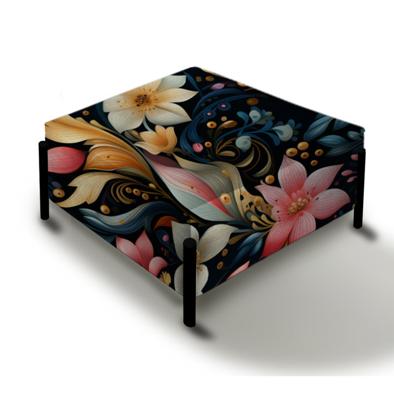 Motif moderne à motif cachemire boho moderne - Grand repose-pieds carré à motif cachemire