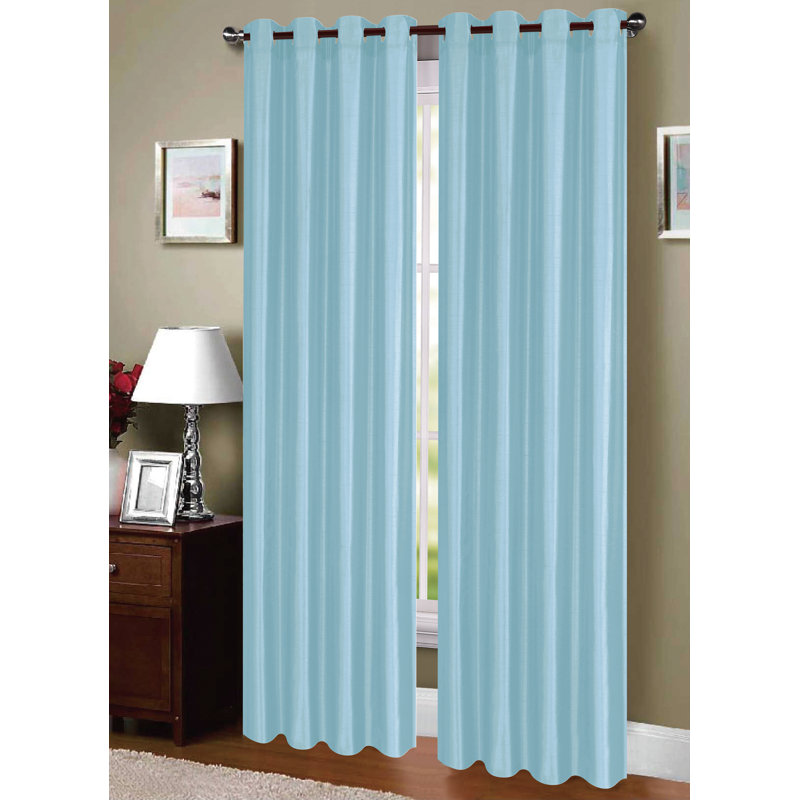 Ahura Polyester Sheer Curtain Single Panel, Aqua