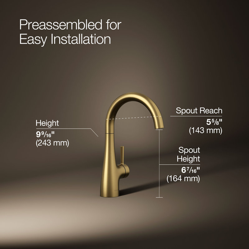 Transitional Beverage Faucet, Vibrant Brushed Moderne Brass