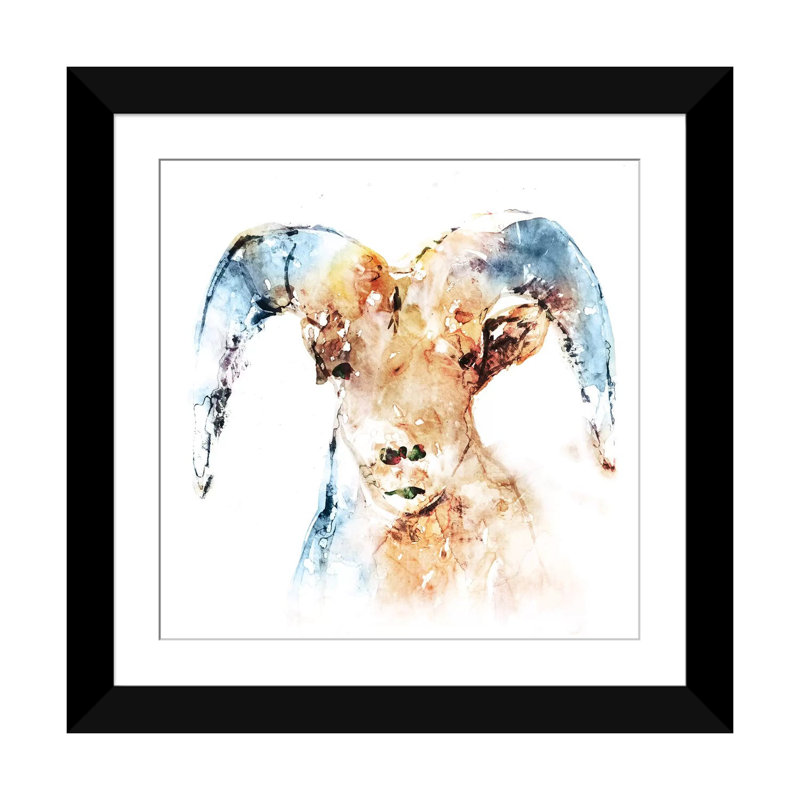 « watercolour mev », reproduction sur toile, H 24 po x l 24 po x P 1 po, Papier avec cadre noir, Blanc