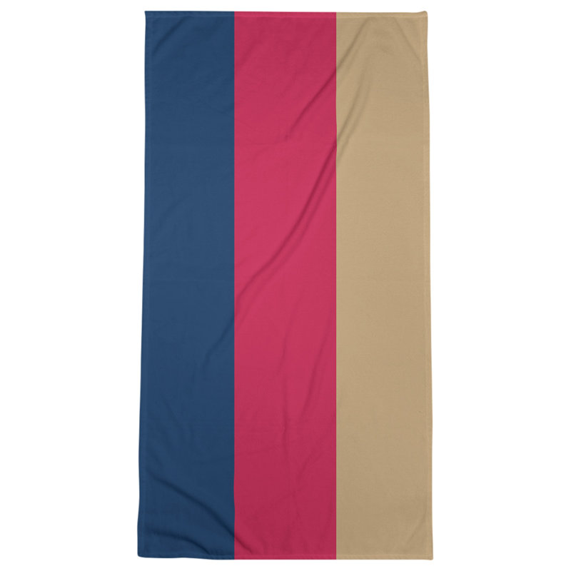 Bath Towel, Microfiber, Navy Blue/Scarlet Red/Minnesota Kasota Gold
